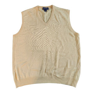 Brooks Brothers Italian merino wool yelllow knit sweater vest sz large preppy